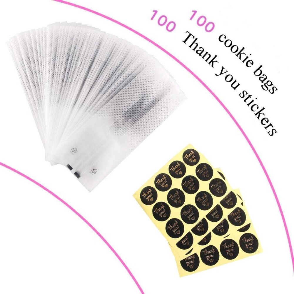 100 pcs./Pack Translucent Plastic Bags for Cookie,Cake,Chocolate,Candy,Snack Wra - Picture 4 of 9